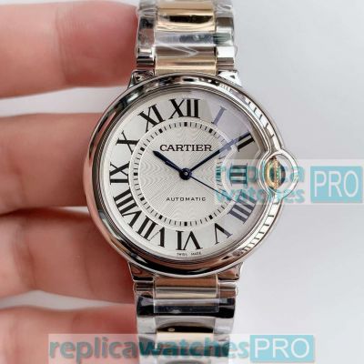 Replica Cartier Ballon Bleu de Blue White Dial 2- Tone Strap Watch